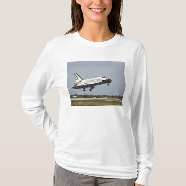 Discovery-inflygningar för rymdfärder landning 3 tee shirt (Framsida)