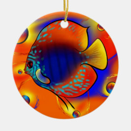 Discuremia V1 - abstrakt digitalt konstverk Julgransprydnad Keramik