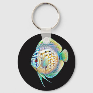 Discus Cichlid Aquarium Fish Keychain Nyckelring