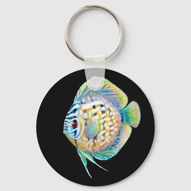 Discus Cichlid Aquarium Fish Keychain Nyckelring (Framsida)