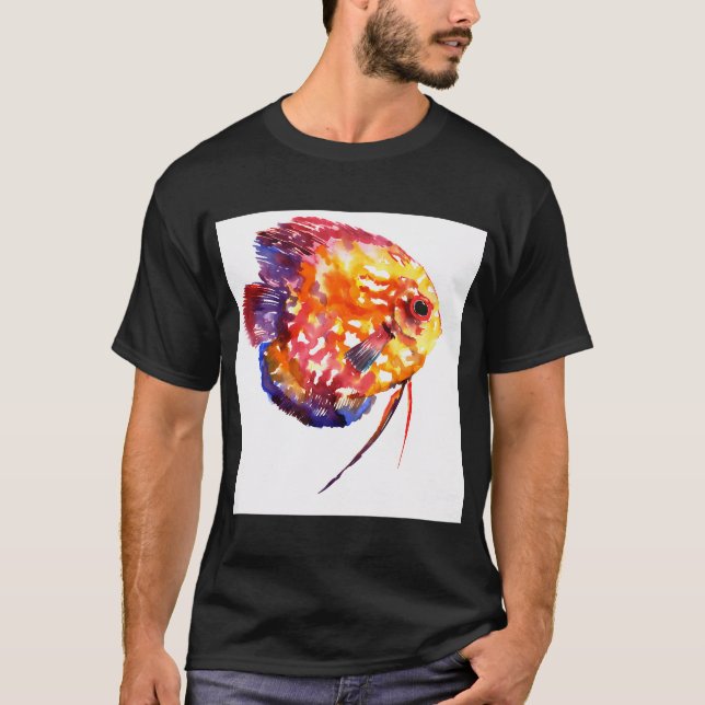discus, regnbågsfärger, gul röd, blå t shirt (Framsida)