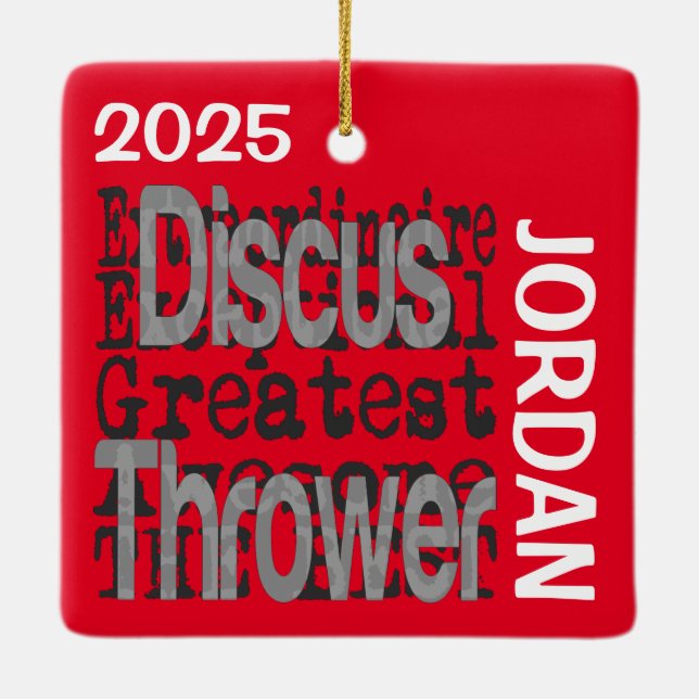 Discus Thrower Extraordinaire-ANPASSNINGSBAR Julgransprydnad Keramik (Baksida)