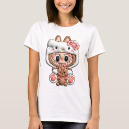 Diseño 3D Labubu con Hello Kitty T Shirt