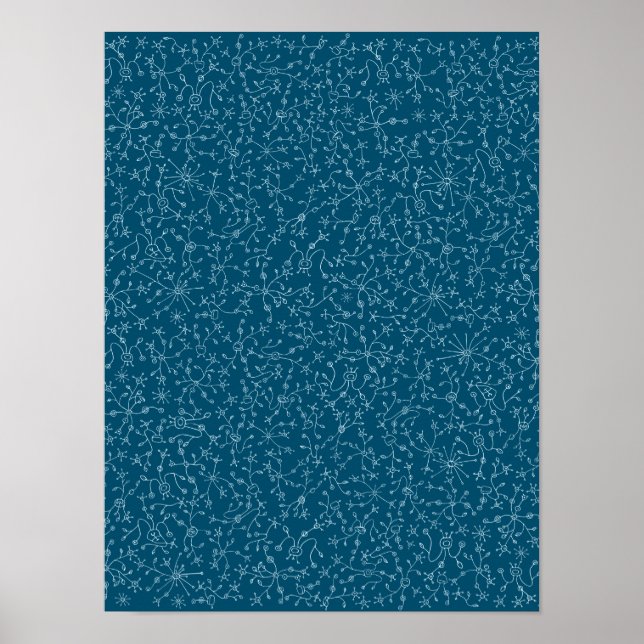 Diseño abstracto en fondo azul. Vegetación alieníg Poster (Framsidan)