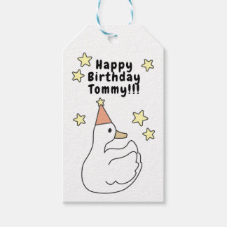 Diseño de feliz cumpleaños con pato tierno presentetikett