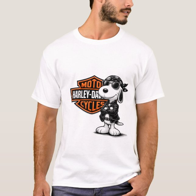 Diseño Moto harley Snoopy T Shirt (Framsida)