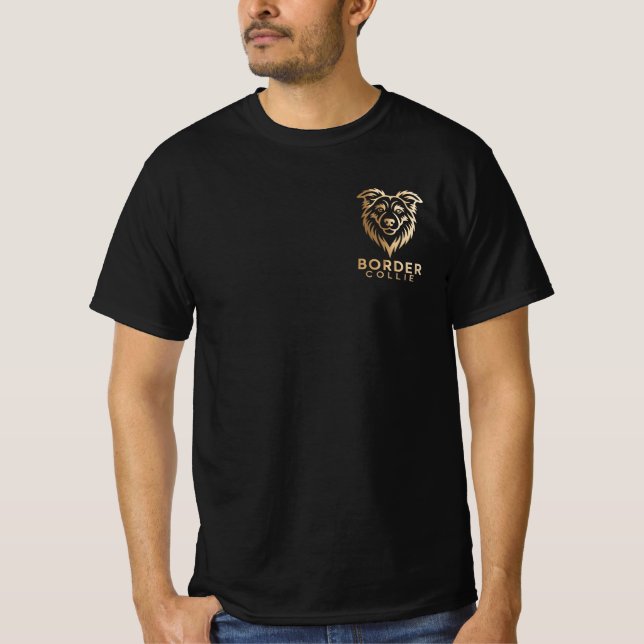 Diseño Premium de Border Collie en Dorado T Shirt (Framsida)