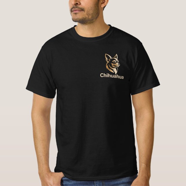 Diseño Premium de Chihuahua en Dorado T Shirt (Framsida)