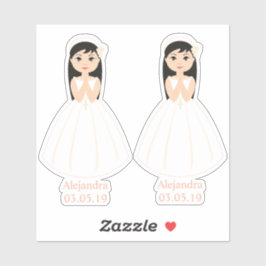 Diseño Romántico Comunión Niña Morena Klistermärken