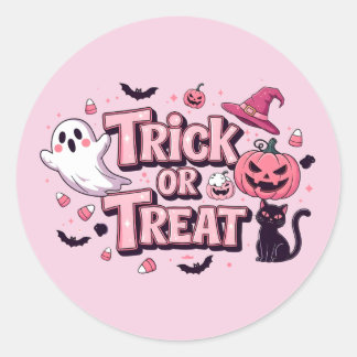 Diseño rosa de Halloween Trick or Treat Runt Klistermärke