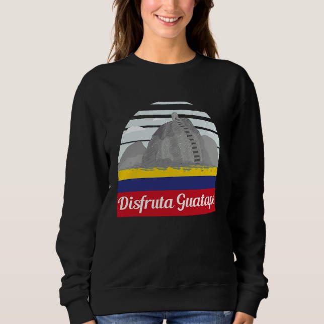 Disfruta Guatape Colombia Skyline Silhouette Outli T Shirt (Framsida)