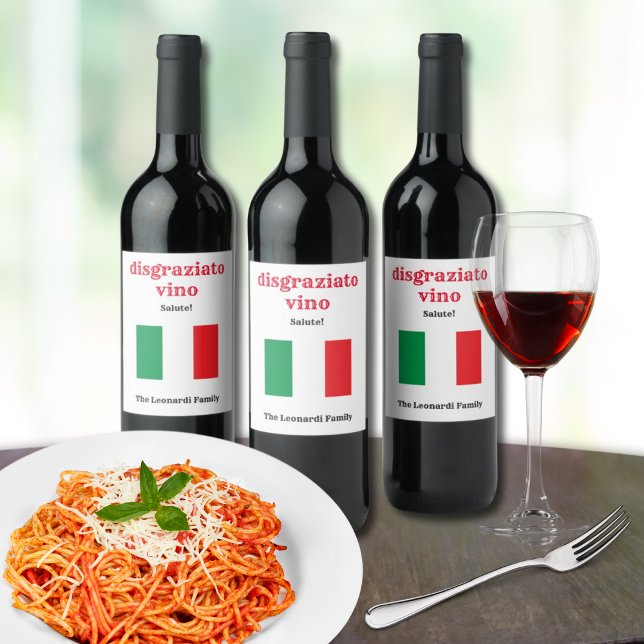 Disgraziato Vino fullständigt anpassad Vinflaska Etikett (Disgraziato (Italian for Bad Boy or Trouble Maker)
Funny Italian Personalized Wine Label)