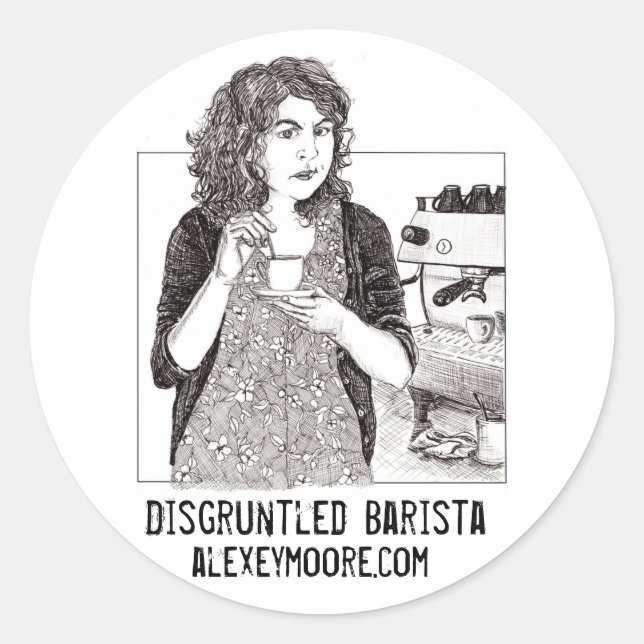 Disgruntled Barista-klistermärke Runt Klistermärke (Framsida)