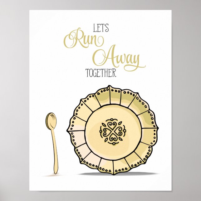 Dish & Spoon Let's Runaway Together Yellow Kitchen Poster (Framsidan)