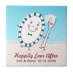 Dish Springa bort med Spoon Beach Wedding Kakelplatta