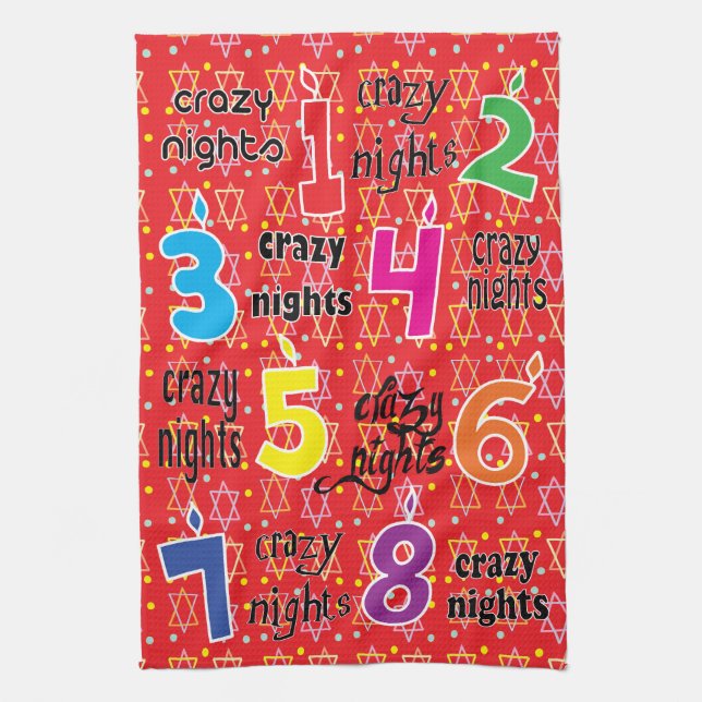 Dish Towel "Hanukkah/8 Crazy Nights" Dish Towel Kökshandduk (Vertikal)