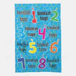 Dish Towel "Hanukkah Lycklig 8 Nights" Dish Towel Kökshandduk