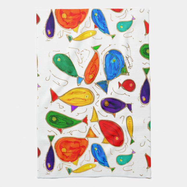 Dish Towel Lovitude Nåt smells Fishy Kökshandduk (Vertikal)