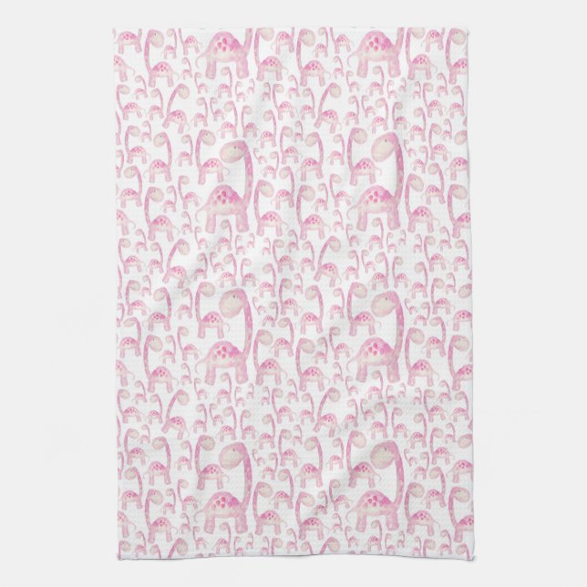 Dish Towel med Rosa Dinosaur Kökshandduk (Vertikal)