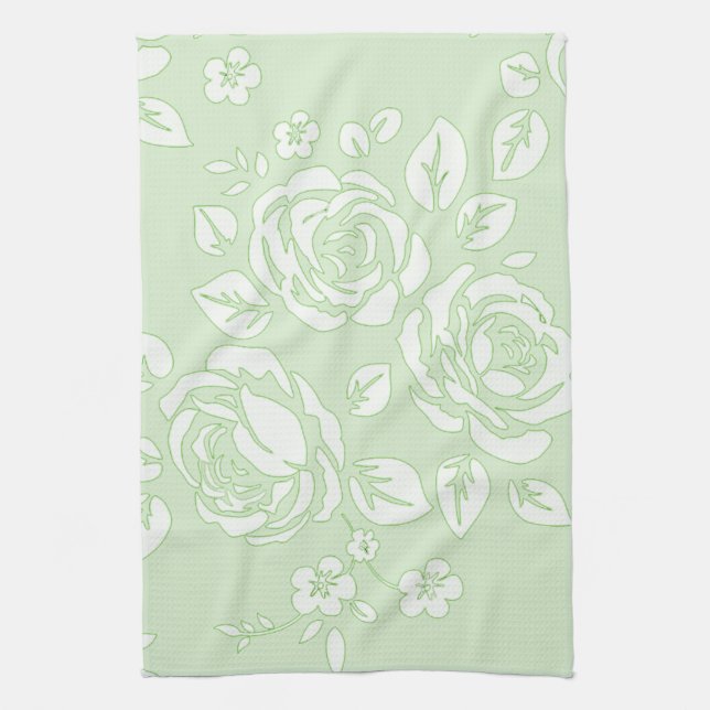 Dish_Towel_Retro_Floral_Green Kökshandduk (Vertikal)