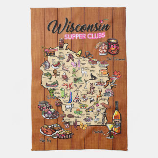 Dish Towel - Wisconsin Supper Klubb Karta Kökshandduk