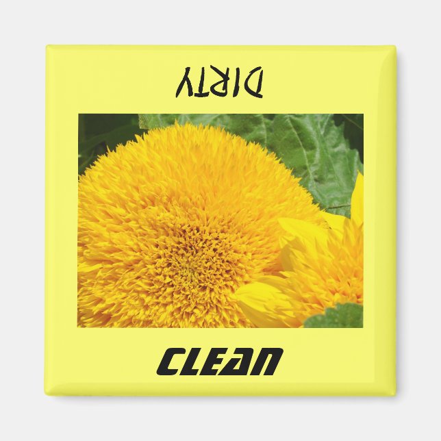 Dish Washer magnets Clean Dirty Sunblommor Magnet (Framsidan)