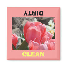 Dish Washer magnets Dirty Clean Rosa Tulips