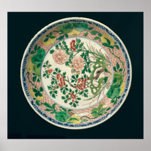Dish with famille verte dekoration poster