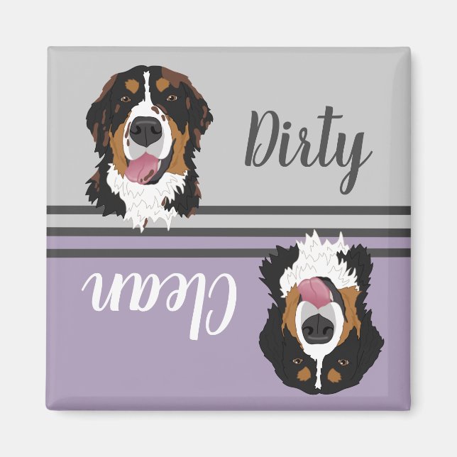 Dishwasher Clean Dirty Bernese Mountain Hund Magnet (Framsidan)