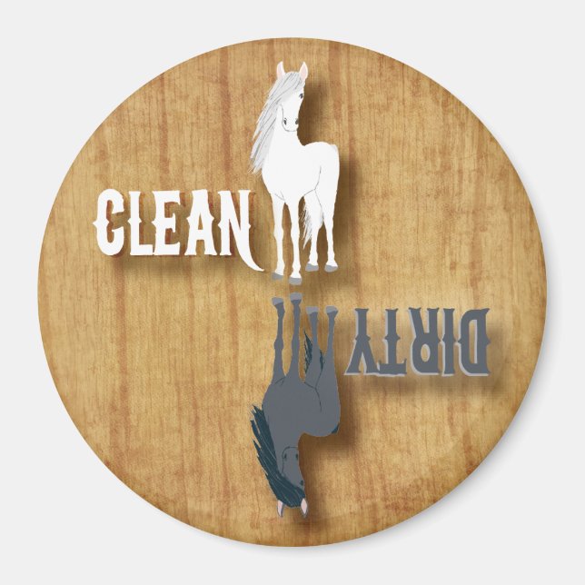 Dishwasher Clean Dirty Dends Choces Horse Equine Magnet (Framsidan)