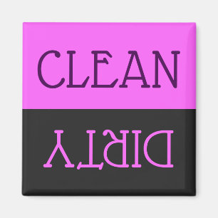 Dishwasher Clean Dirty Dends Lila Black Kitchen Magnet