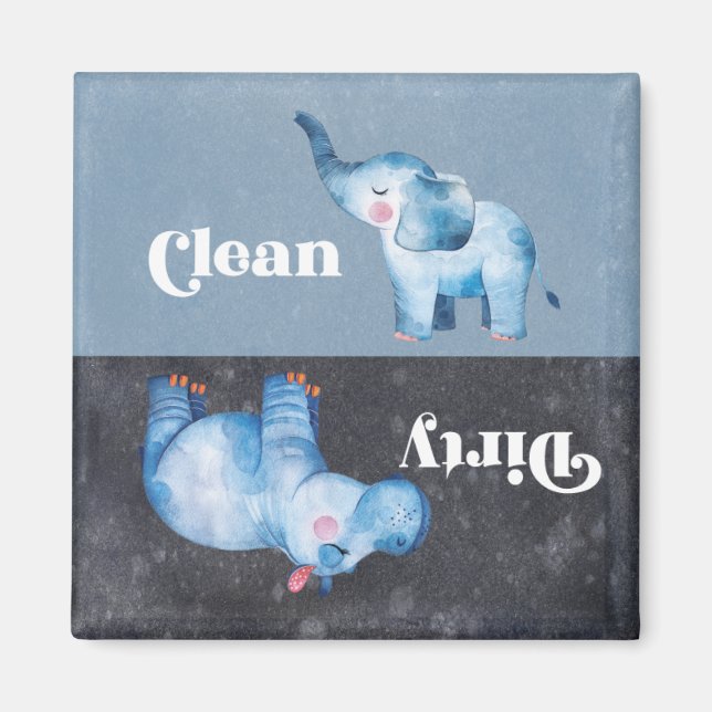 Dishwasher Clean Dirty Dends Office Home Elephant Magnet (Framsidan)