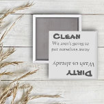 Dishwasher Clean Dirty Magnet Funny<br><div class="desc">Den här roligten har skapats genom att digitalt ändra en av mina unika vätskeakrylmålningar. Det kan vara personlig genom att klicka på anpassningsknappen och ändra namn, initialer eller ord. Du kan också ändra texten färg och stil eller ta bort texten för en bilddesign. Kontakta mig på colorflowcreations@gmail.com om du vill...</div>