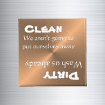 Dishwasher Clean Dirty Magnet Funny Copper Metall<br><div class="desc">Den här roligten har skapats genom att digitalt ändra en av mina unika vätskeakrylmålningar. Det kan vara personlig genom att klicka på anpassningsknappen och ändra namn, initialer eller ord. Du kan också ändra texten färg och stil eller ta bort texten för en bilddesign. Kontakta mig på colorflowcreations@gmail.com om du vill...</div>