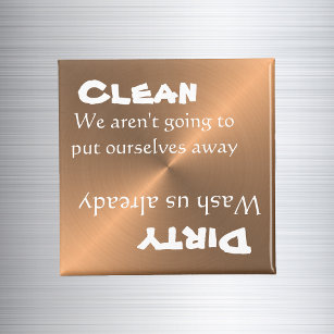 Dishwasher Clean Dirty Magnet Funny Copper Metall