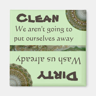 Dishwasher Clean Dirty Magnet Grönt Funny Artistic