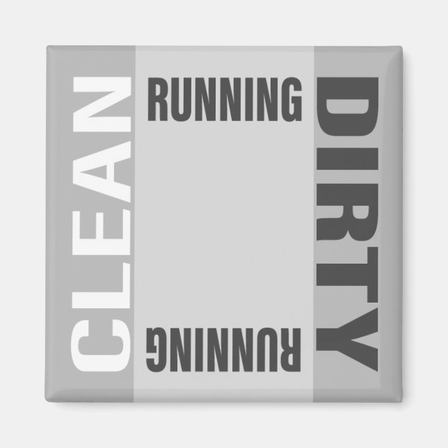 Dishwasher Clean Dirty Running Grått Kitchen Magnet (Framsidan)