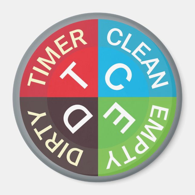 Dishwasher Clean Dirty Tomt Timer Kitchen Magnet (Framsidan)