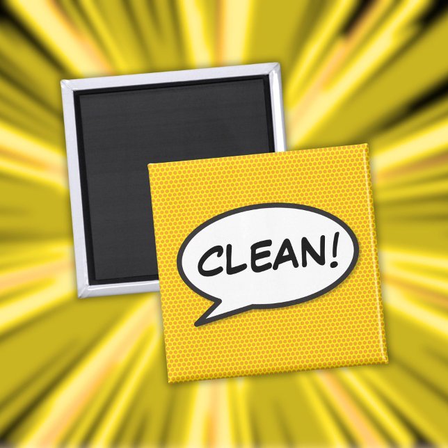 Dishwasher Clean Roligt Retro Tecknad Bok Pop Art Magnet (Dishwasher Clean Fun Retro Comic Book Pop Art Magnet)