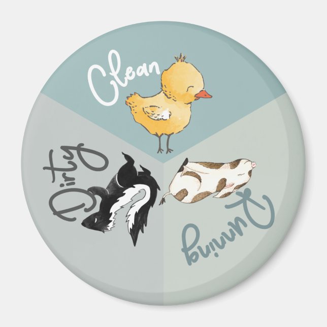 Dishwasher Cute Animals Rengör smutsfläckar Magnet (Framsidan)