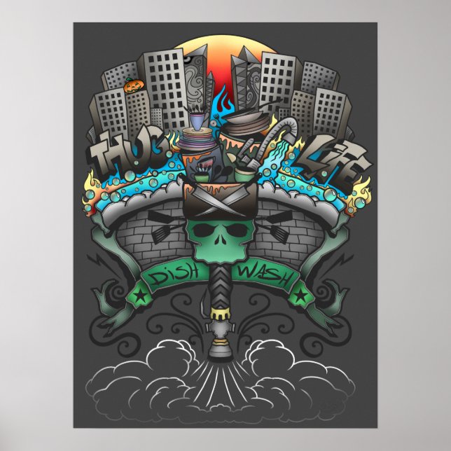 Dishwasher Graffiti Teckning Poster (Framsidan)