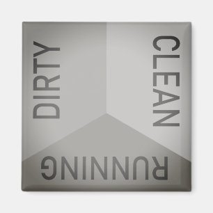 Dishwasher Grått Dirty Clean Runding Reversible Magnet