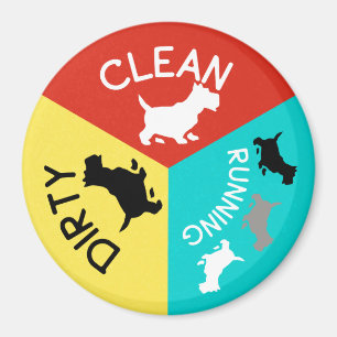 Dishwasher Grått Hund Clean Dirty Runed Red Blue Magnet