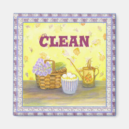 Dishwasher Magnet #1 "Clean" på ägg och blommor
