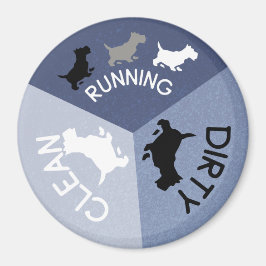 Dishwasher Magnet Blue Hund Running Clean Dirty