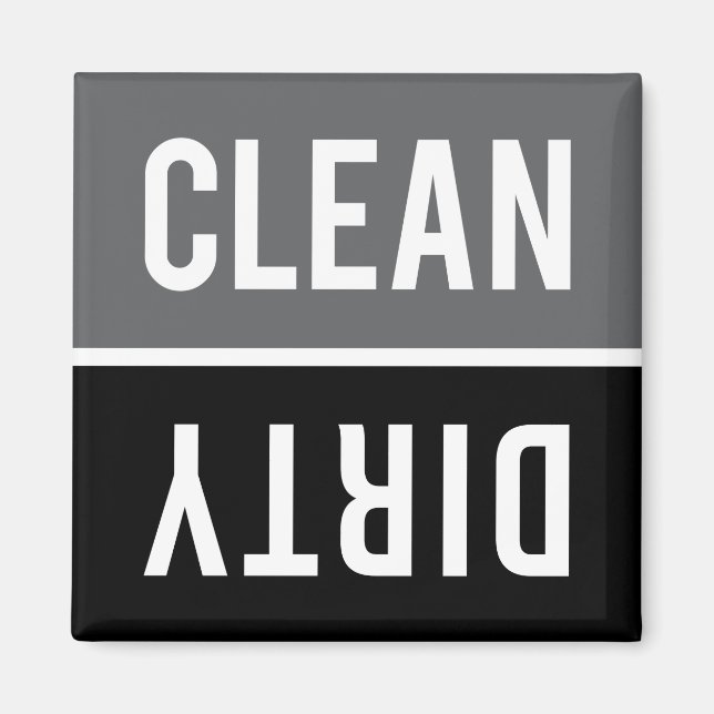 Dishwasher Magnet CLEAN | DIRTY - Grått and Black (Framsidan)