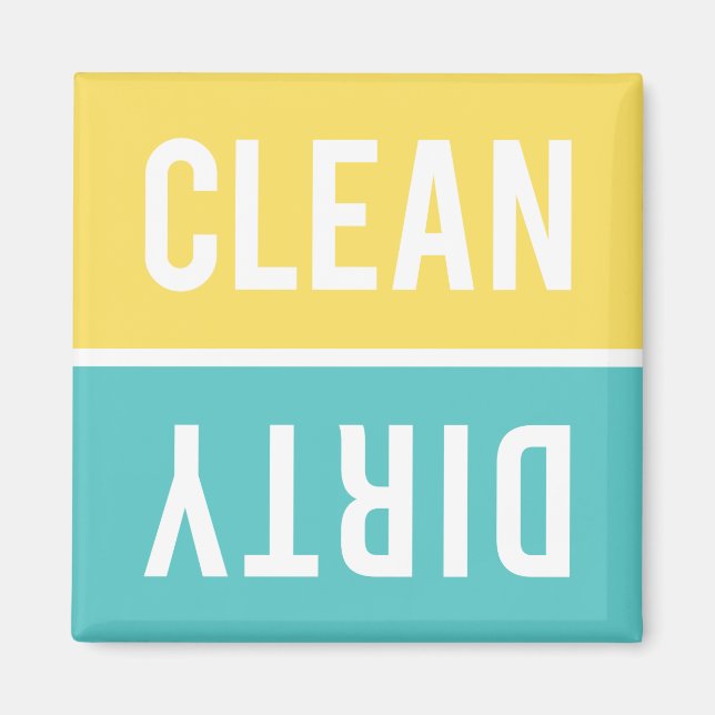 Dishwasher Magnet CLEAN | DIRTY - Gult & Aqua (Framsidan)