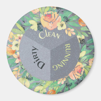Dishwasher Magnet Clean Dirty Runwers Flowers