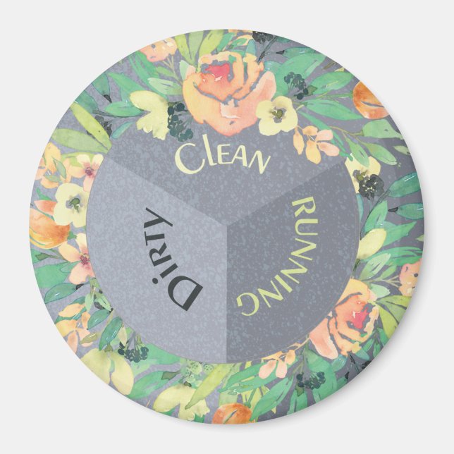 Dishwasher Magnet Clean Dirty Runwers Flowers (Framsidan)