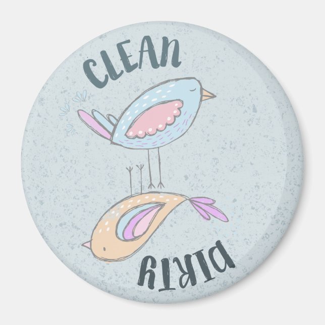 Dishwasher Magnet Dirty Clean Cute Birds (Framsidan)